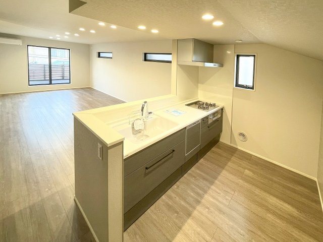 新築分譲［ミラクラス稲毛東］のキッチン|【B号棟】
プルオープンの食器洗浄乾燥機付き、水栓には浄水器が内蔵されています