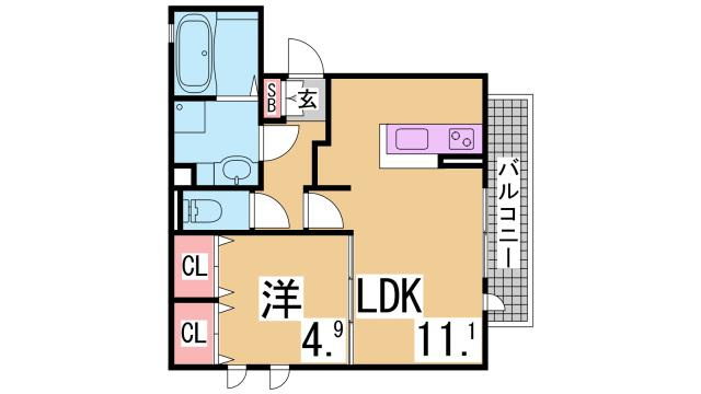 神戸市北区谷上東町のアパートの間取り