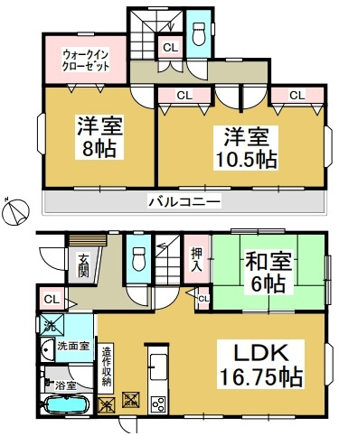 仲介手数料無料　所沢市向陽町・中古戸建の間取り