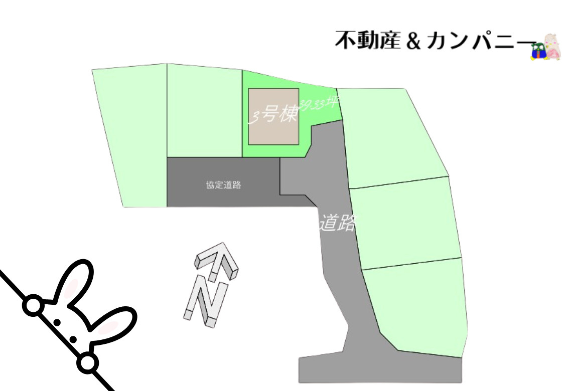 クレイドルガーデン西長戸３号棟　新築建売分譲(全5棟)　松山市西長戸第1-3号棟の区画図