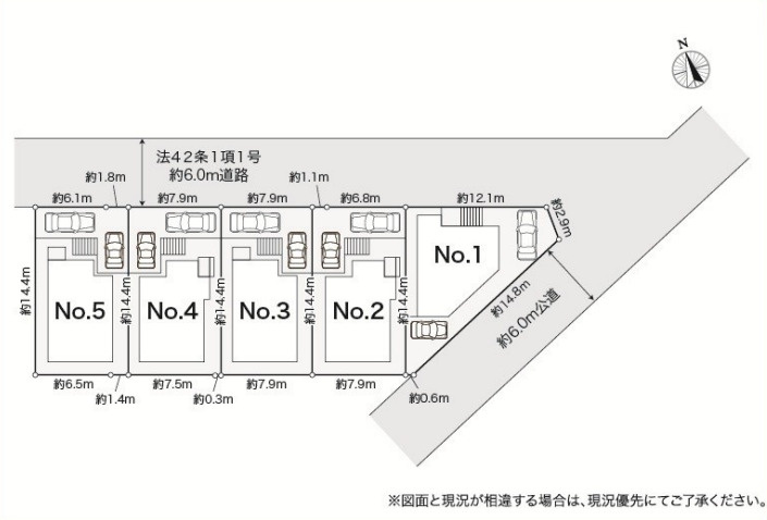 藤沢市白旗１丁目　新築戸建　全５棟４号棟の区画図