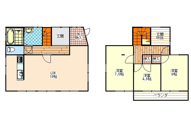 宇多津町平山　リフォーム戸建の間取り