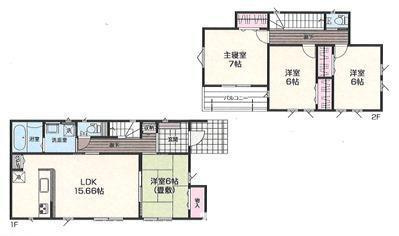 平塚市四之宮　新築戸建　全7棟の間取り|全部屋南向きの4LDKです。