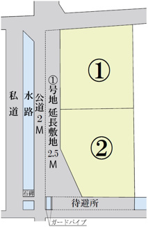 【区画図】 | 土地　玉島阿賀崎5丁目　全2区画 | 区画図です