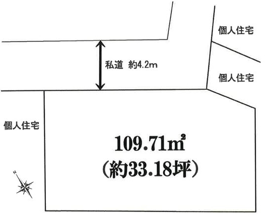 【土地】鶴ヶ島市下新田建築条件無し売地の土地図