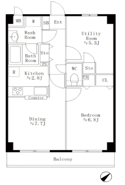 マートルコート下落合の間取り|2DK、価格4780万円、専有面積51m²、バルコニー面積6m²