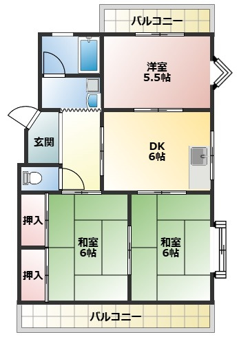 レジデンス栄Ⅱの間取り|3DKの間取り