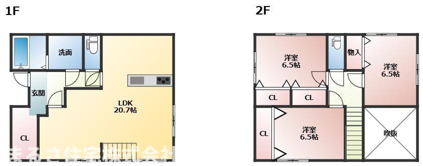吉村町西中甲　新築戸建ての間取り