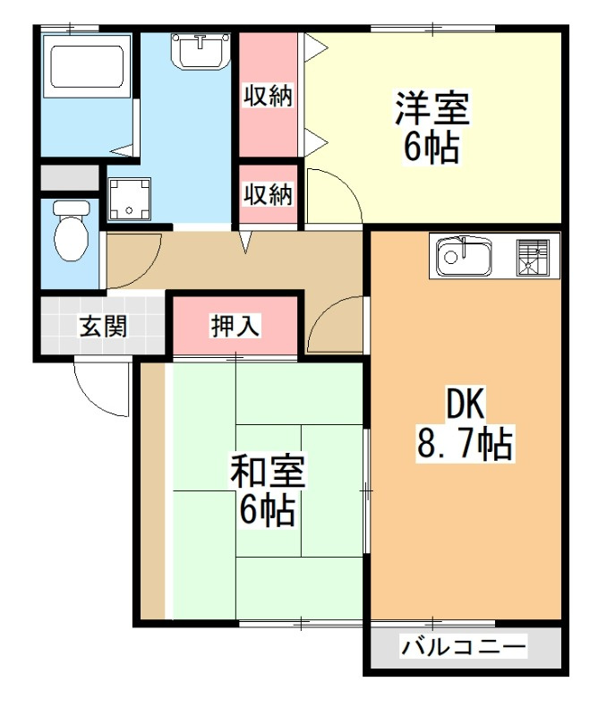 大和高田市大字池田のアパートの間取り