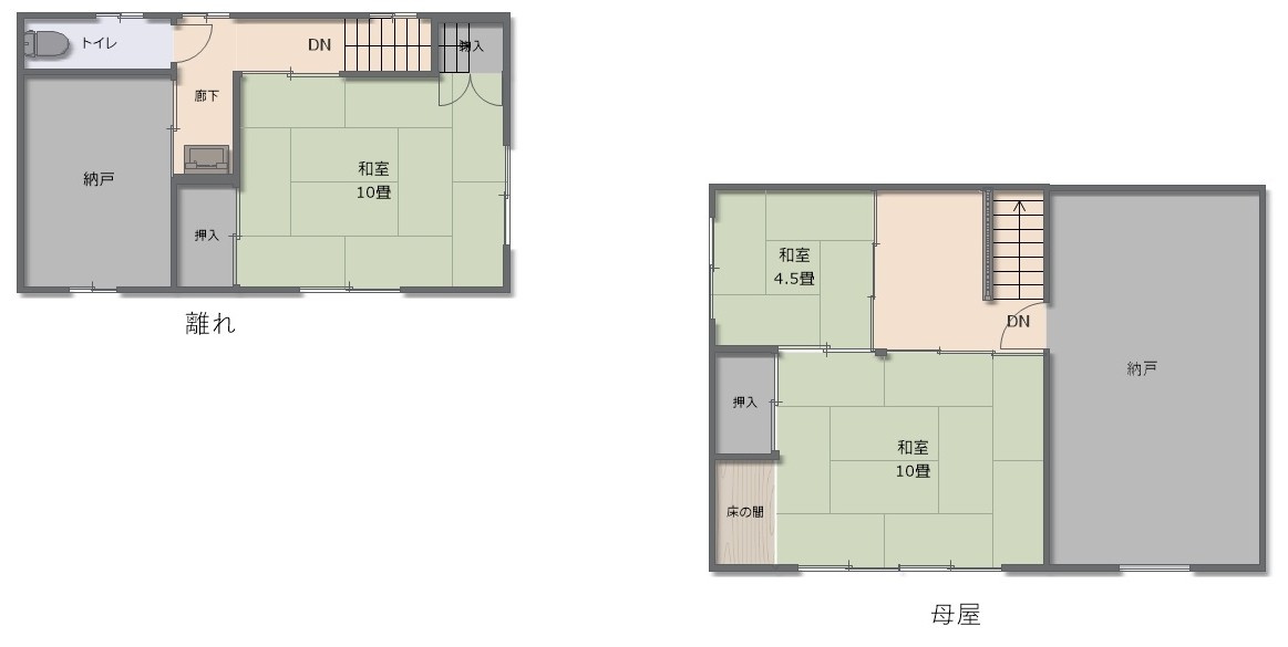 鏡野町百谷 中古住宅 7DK＋S＋離れのその他|間取り図（2階）