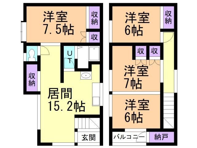 室蘭市宮の森町3丁目17-8戸建の間取り