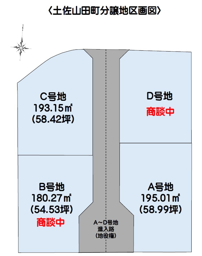 土佐山田町　新築戸建　Ｃ号地　（全4区画）　の区画図|Ｃ号地