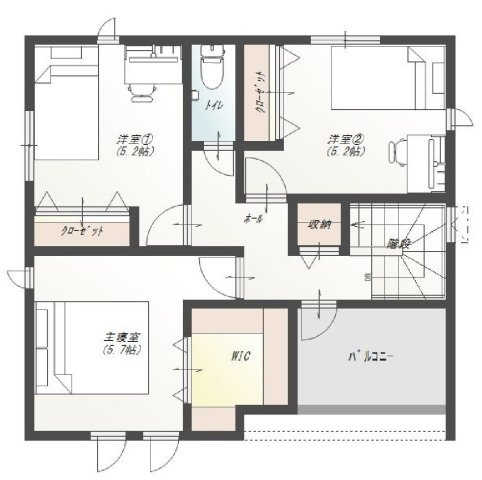 石立町　新築戸建　3号地（全8区画）の間取り|2Ｆ　43.06㎡