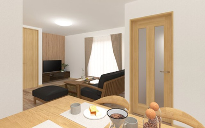 【完成予想図】 | 【1号棟　LDKイメージ】
※画像は設計図面を基に作成したイメージです