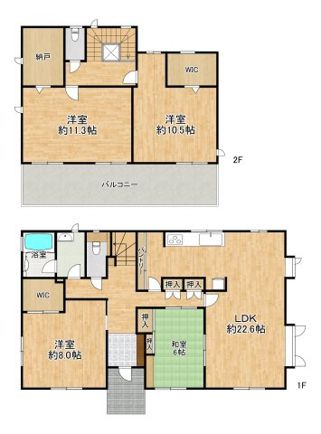 仙台市泉区南中山1丁目　中古戸建の間取り|全居室6帖以上！一つ一つのお部屋がゆとりある広さに◎