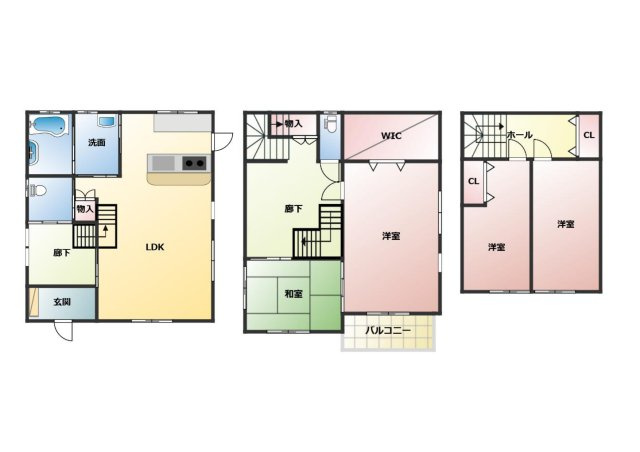 邑楽郡大泉町寄木戸　中古戸建の間取り|3階建ての4LDK住宅です☆
各部屋広いのでゆったりお使いいただけます。