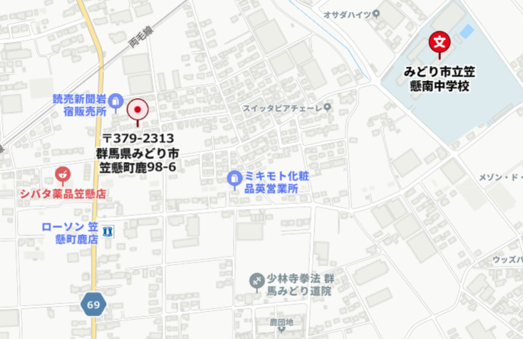 笠懸町鹿　売地の地図|周辺地図です