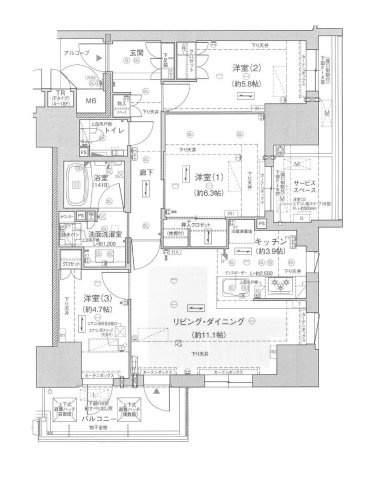 ジオタワー新町の間取り