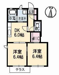 【間取り】 | メゾンド　フルール　B棟 | 2DK