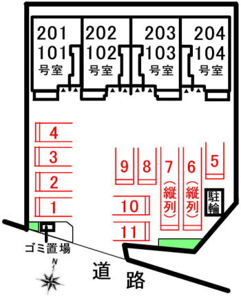 アパショナードの区画図|駐車場