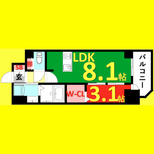 プレサンスNAGOYA覚王山　名古屋市賃貸　仲介手数料無料の間取り