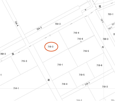 宇城市小川町北新田の倉庫の土地図
