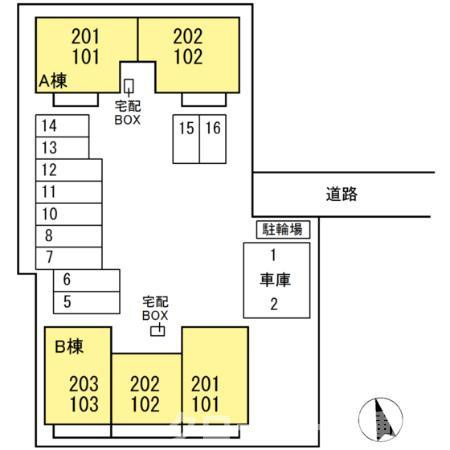 セジュール山西 B棟の区画図