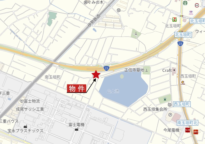 鈴鹿市北玉垣町《全7区画》の地図|広域Map