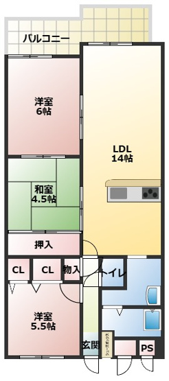 【間取り】 | 日光ハイツ香里第五