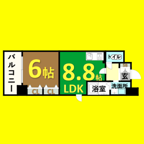 ランドルチェ大須　名古屋市賃貸　仲介手数料無料の間取り