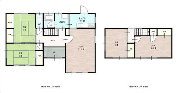 磐田市大原の間取り|４LDK