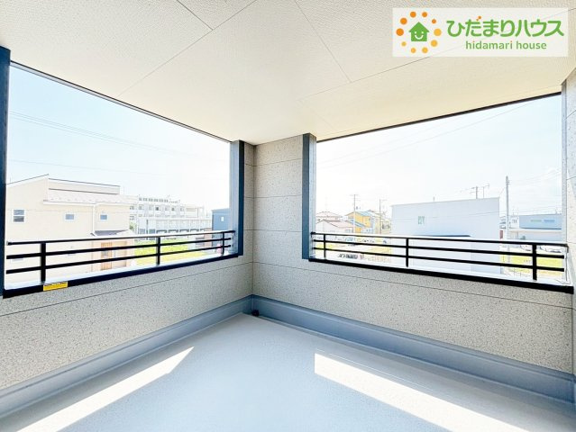 いわき市小名浜燈籠原第1　新築戸建　1号棟のバルコニー|広々としたバルコニー。お洗濯物もぜーんぶ干せちゃいます！！