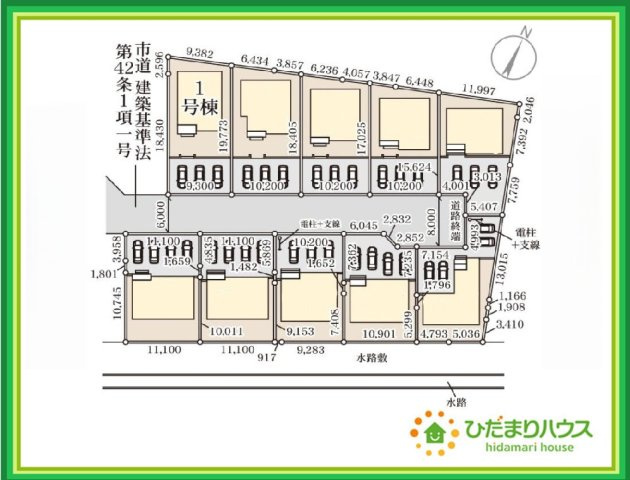 いわき市小名浜燈籠原第1　新築戸建　1号棟の区画図|駐車場3台止められます(^^♪