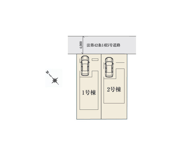 【区画図】 | ふじみ野市上福岡5丁目　新築一戸建住宅　全2棟　(ふじみ野店) | 1号棟/大切なお車を風雨から守るビルトインガレージ