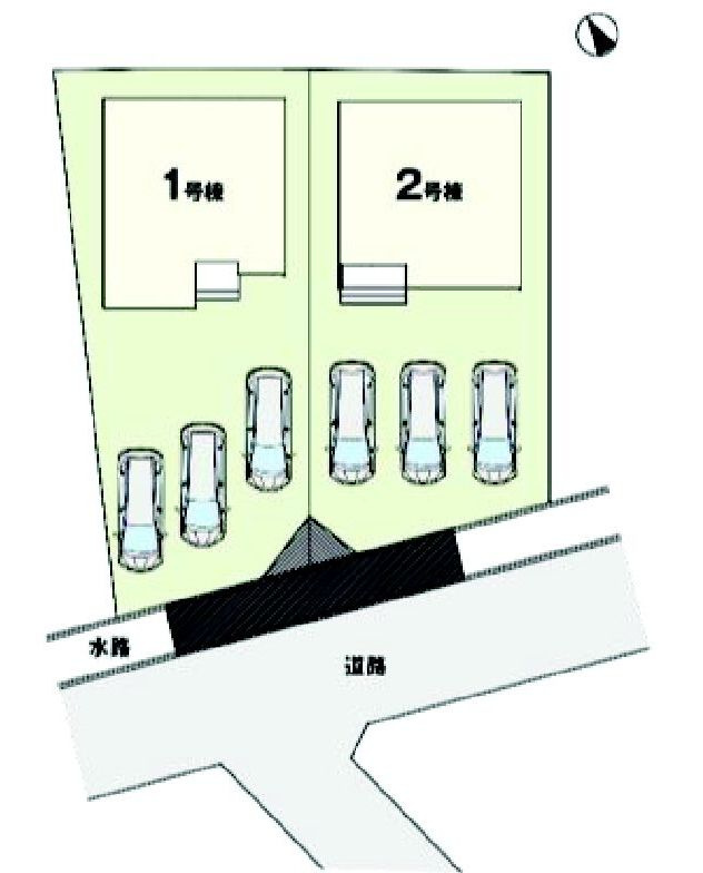 前橋市朝倉町２期　新築戸建て　1号棟の区画図|駐車場３台ご用意しています！来客時も重宝します♪