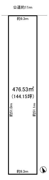 小牧市大字間々　　売地の土地図|敷地面積約144.14坪
