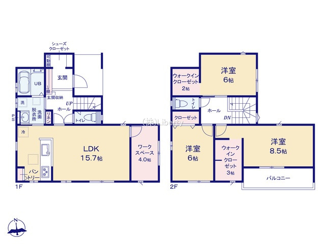 ワイウッドコート土浦市神立町第１期　新築戸建　４号棟の間取り