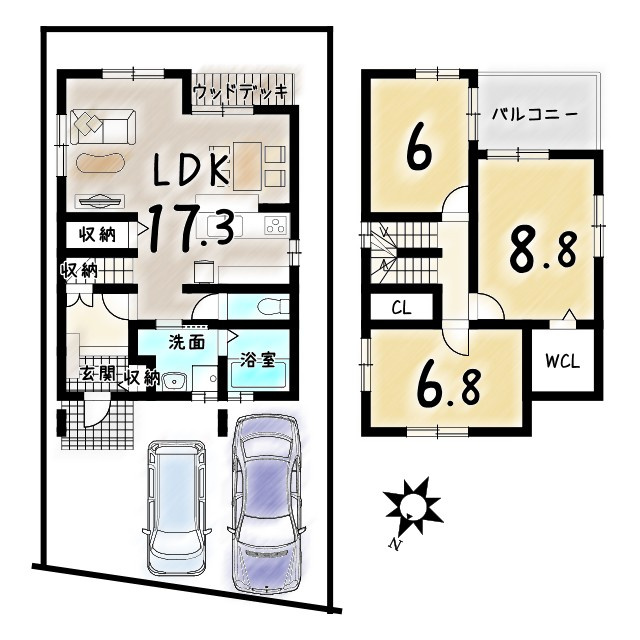 羽束師古川町【３５区画】２１号地の間取り