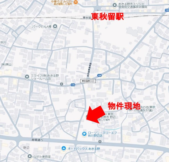 あきる野市野辺　中古戸建の地図