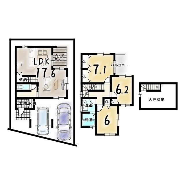羽束師古川町【３５区画】２３号地の間取り