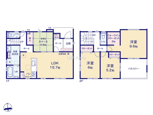 ワイウッドコート土浦市神立町第１期　新築戸建　5号棟の間取り