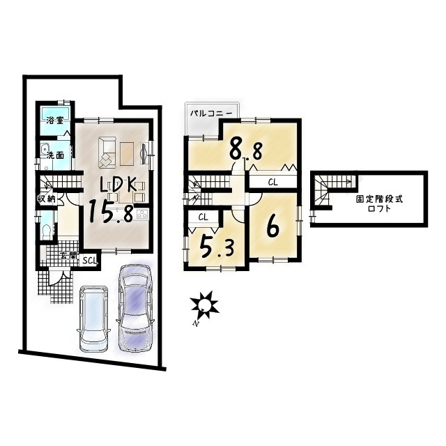 羽束師古川町【３５区画】２４号地の間取り