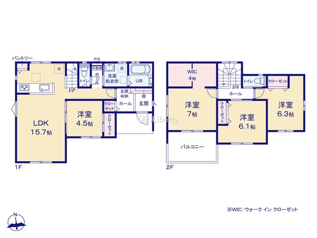 ワイウッドコート土浦市神立町第１期　新築戸建　6号棟の間取り