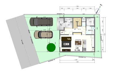 【土地図＋建物プラン例】 | 葵区南沼上2丁目　土地