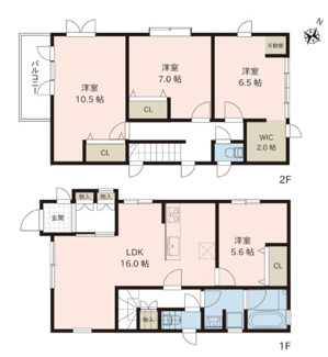 【間取り】 | 新潟市西区松海が丘1丁目② | 4LDK＋WICの間取りです！駐車スペース３台可！
