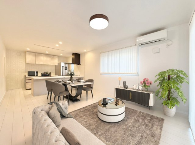 中央区中沢町の居間・リビング|居住中によりプライバシー確保のため、家具を消してみました。更にイメージしやすいようにパースの画像を入れました。イメージ画像となります。