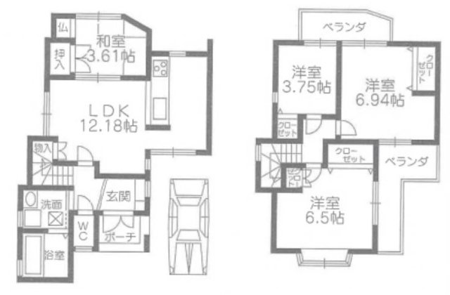 泉大津市綾井　中古建の間取り