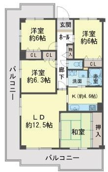 岸和田コーポラス3号棟の間取り|4LDK