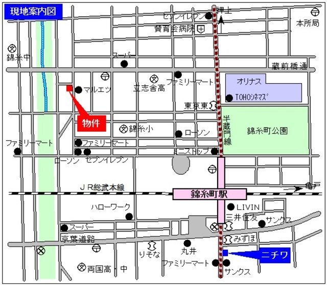 Ｓｕｎｃｏａｔ錦糸　サンコートキンシの地図|★物件地図★