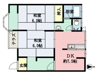 【間取り】 | 第一マンション | こじんまりとした２DKの 間取りです♪単身様からお二人様におすすめです！